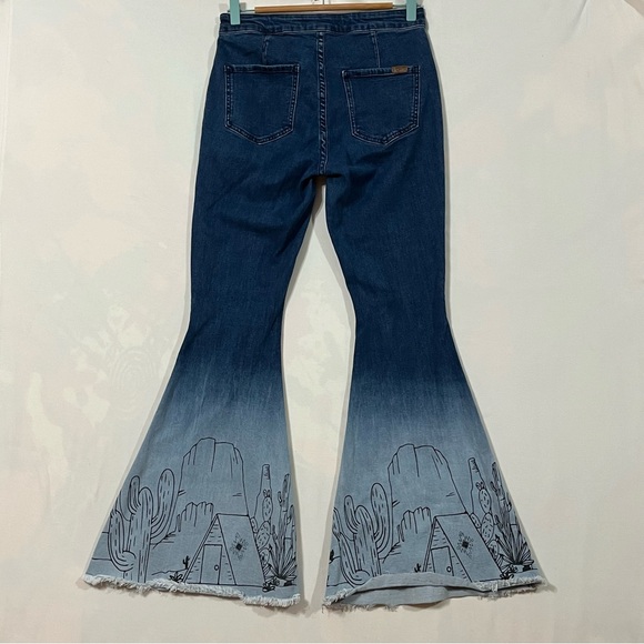 Rock & Roll Denim Flare Jeans Ombre Bell Bottom 29x32 Western Boho Rodeo - Picture 5 of 10